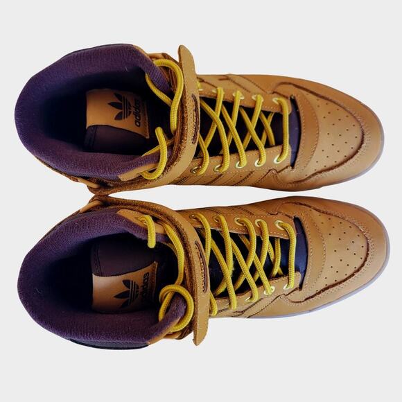 ADIDAS Forum Mid Sneakers GX7079 Brown Mens 9 Gym Shoes Lace Up Monogram - Picture 10 of 13